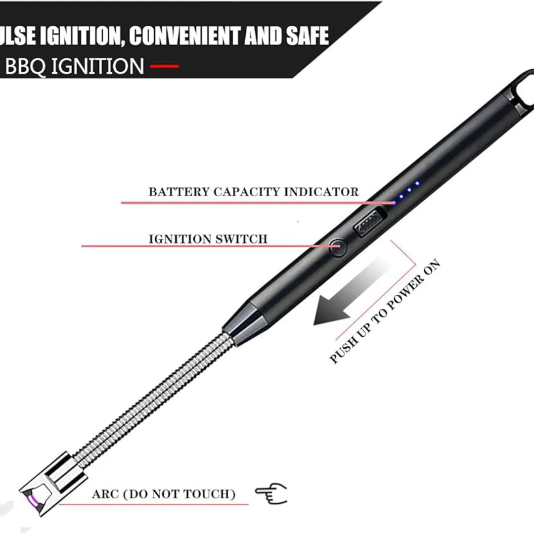 Avira rechargeable electric arc lighter with a sleek design and safety features, ideal for lighting candles and more.