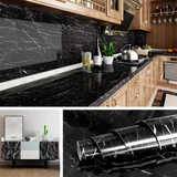 Black Marble Kitchen Sheet – White Vein Design (6.5 ft × 2 ft | 2 Meter Roll)